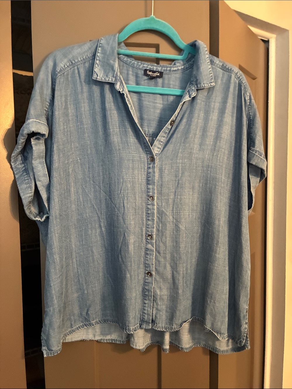 Splendid Light Blue Chambray Button Front Top Size XL